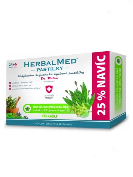 Herbalmed Dr. Weiss Wegerich + Quendel + Linde + Vitamin C 24 + 6 Pastillen