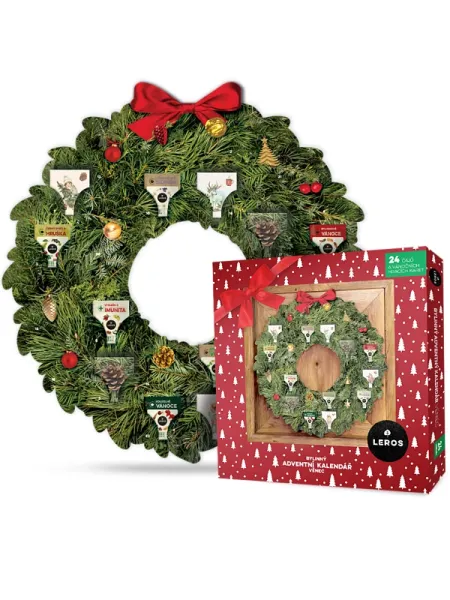 LEROS Kräuter-Adventskalender Weihnachtskranz mit 24 Beuteln