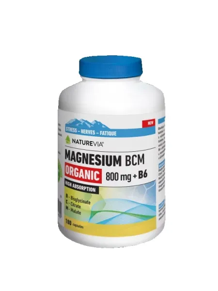 NatureVia Magnesium Organic BCM 800 mg + B6 180 Kapseln
