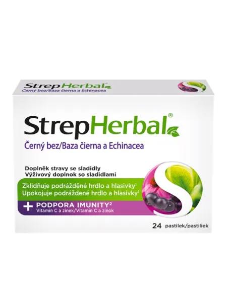 StrepHerbal Schwarzer Holunder und Echinacea 24 Pastillen
